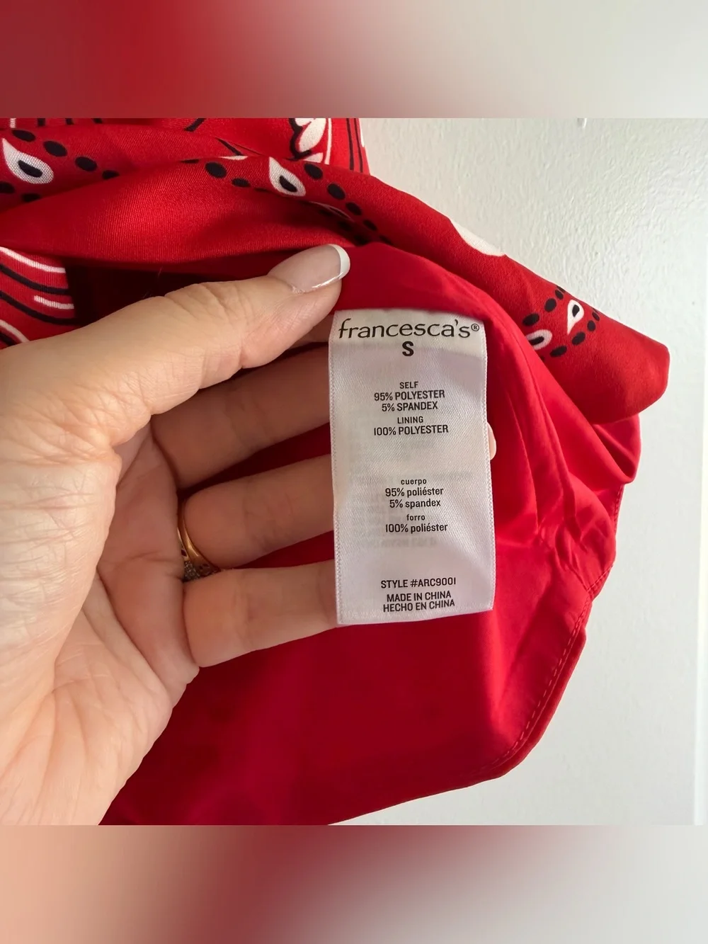 Francesca’s Red, White and Black Handkerchief Western Tie Cropped Vest NWT - Picture 4 of 4